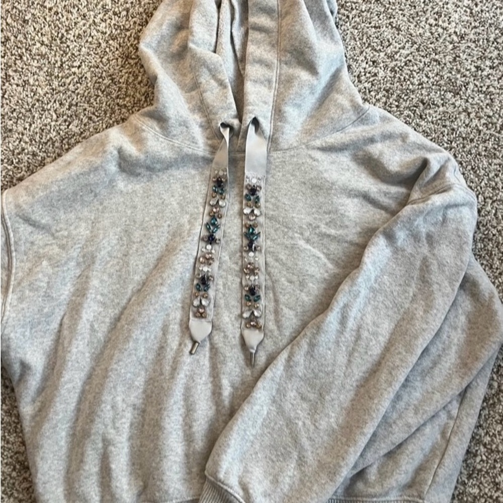 Express Gray Embellished Hoodie